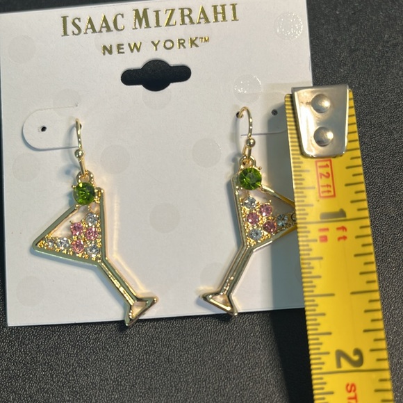 Isaac MIZRAHI Martini earrings new on card - Picture 3 of 4